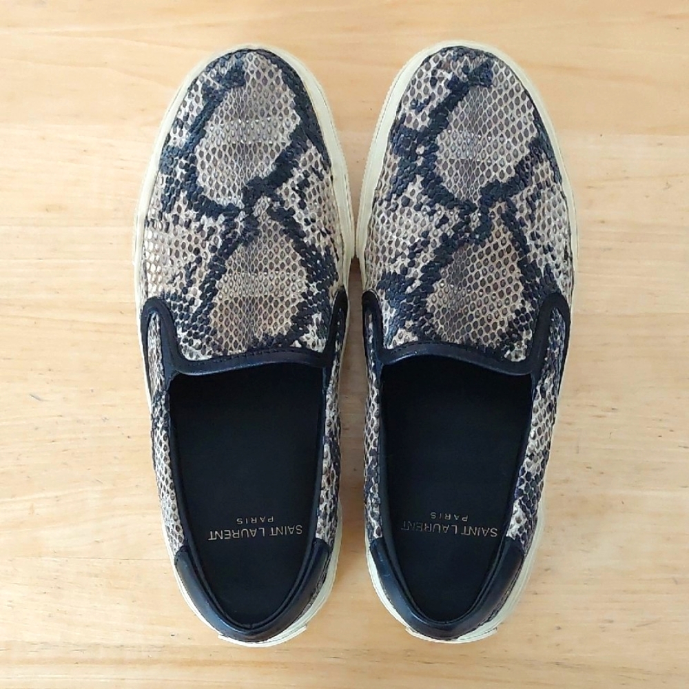 Saint Laurent Snakeskin Slip-On Sneakers